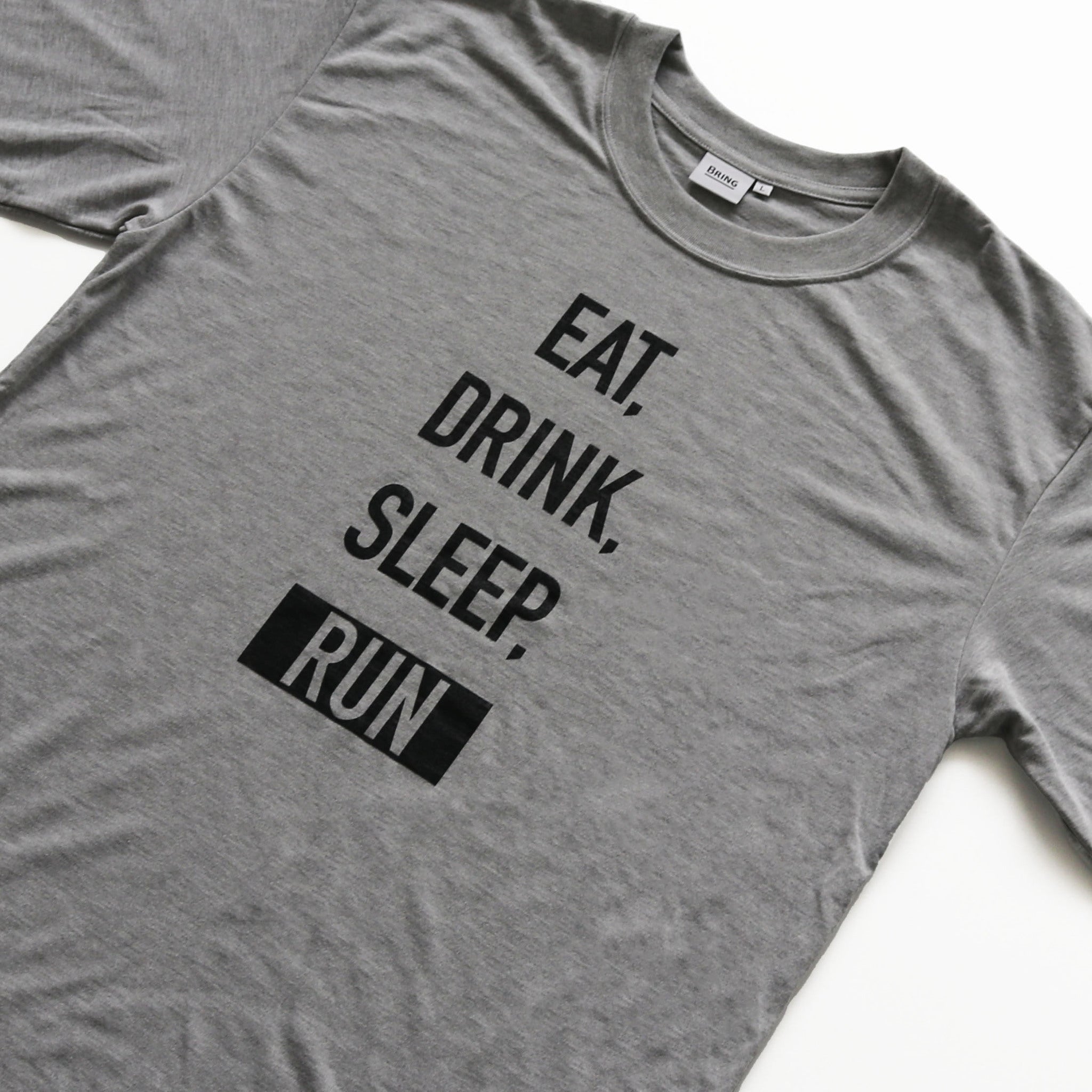 EAT DRINK SLEEP RUN / STREET Long-Sleeve Tee Vertical Mono (Gray)