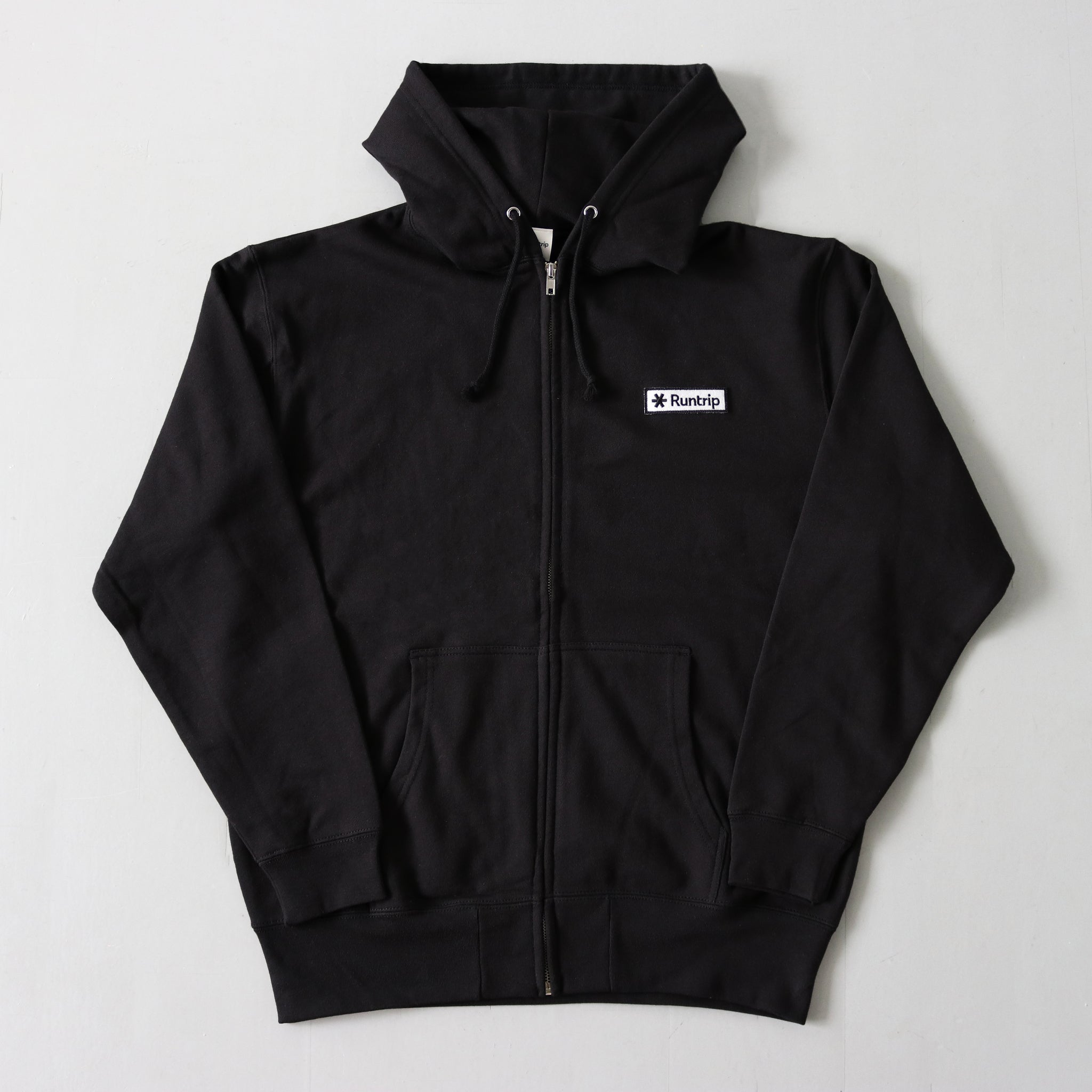 Runtrip Logo Patch Full Zip Hoodie (Black)