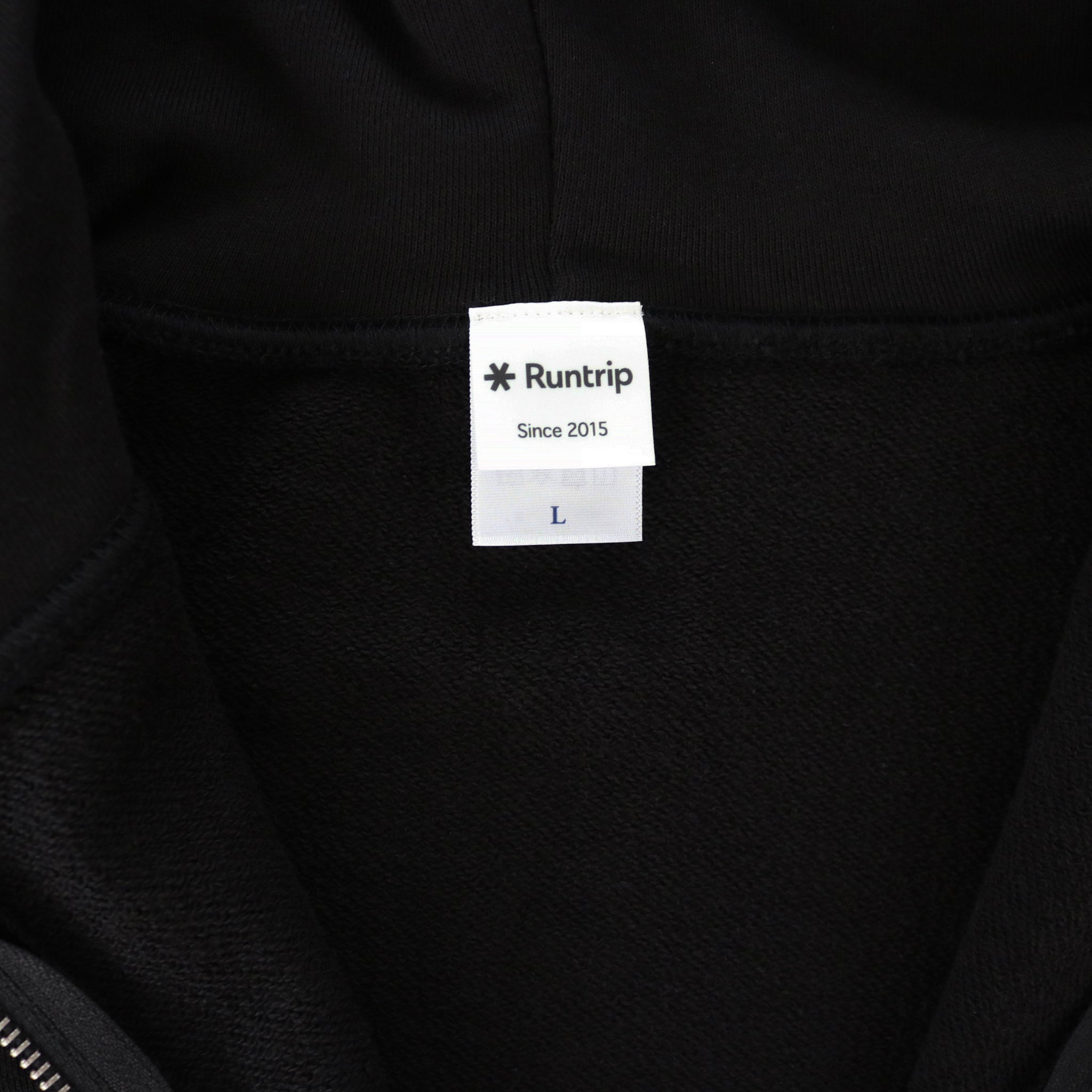 Runtrip Logo Patch Full Zip Hoodie (Black) 
