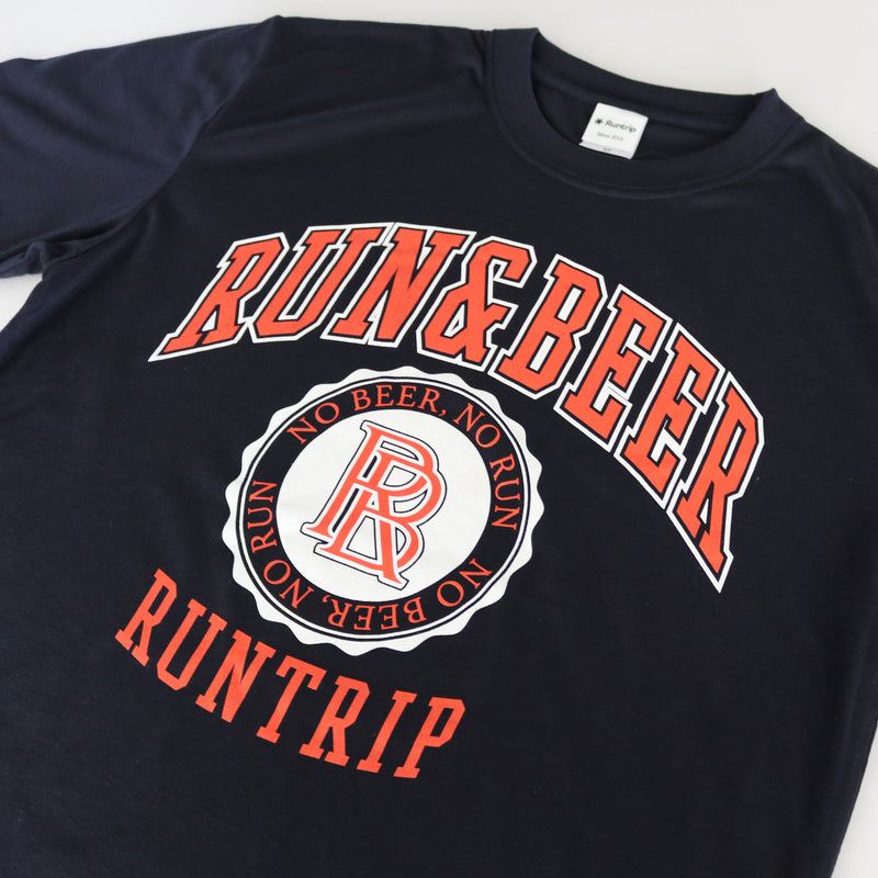 DRY VOLTEX | Run &amp; Beer Tee (Navy / Orange &amp; White)