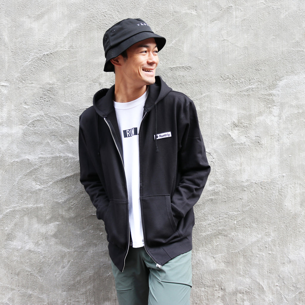 Runtrip Logo Patch Full Zip Hoodie (Black)