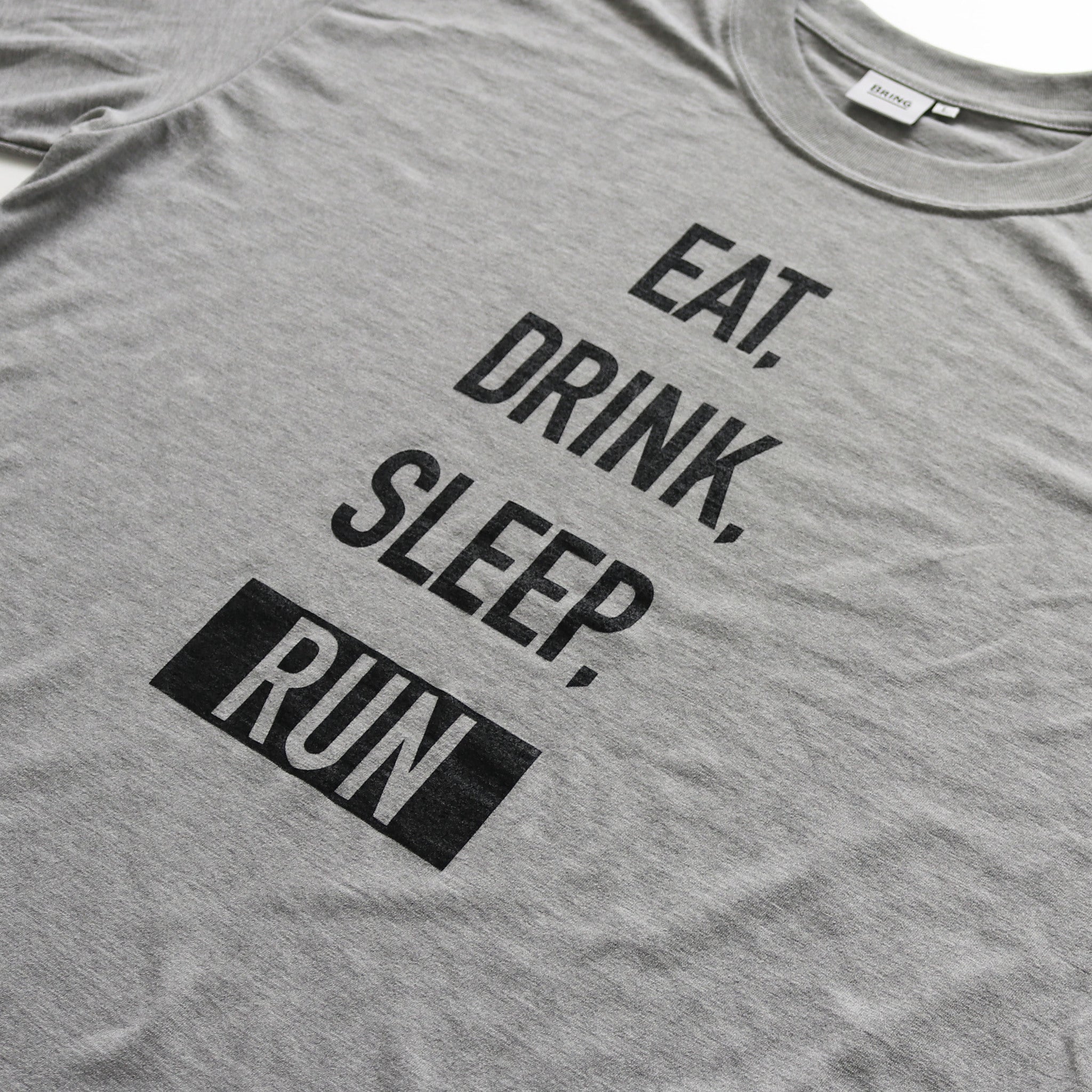 EAT DRINK SLEEP RUN / STREET Long-Sleeve Tee Vertical Mono (Gray)