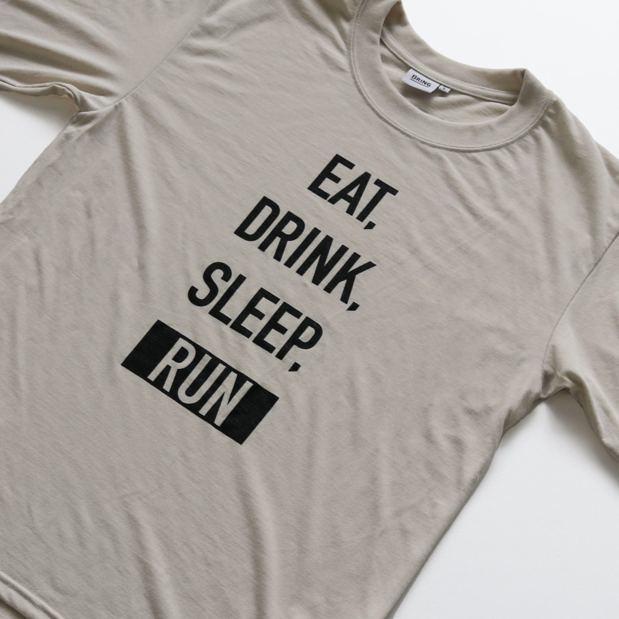 EAT DRINK SLEEP RUN / STREET Long-Sleeve Tee Vertical Mono (Beige)