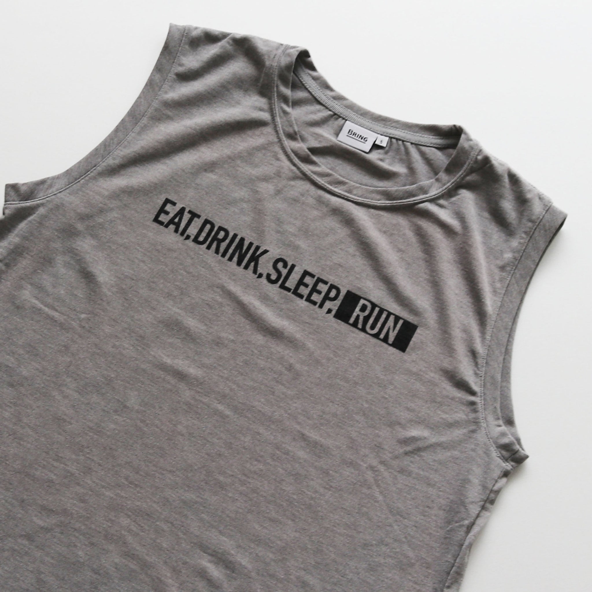 EAT DRINK SLEEP RUN / STREET Sleeve-less (Gray)