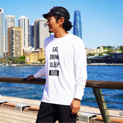 EAT DRINK SLEEP RUN / STREET Long-Sleeve Tee Vertical Mono (White)