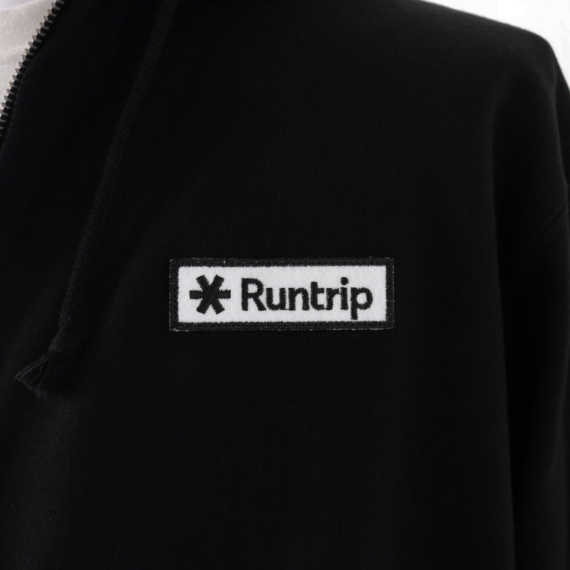 Runtrip Logo Patch Full Zip Hoodie (Black)
