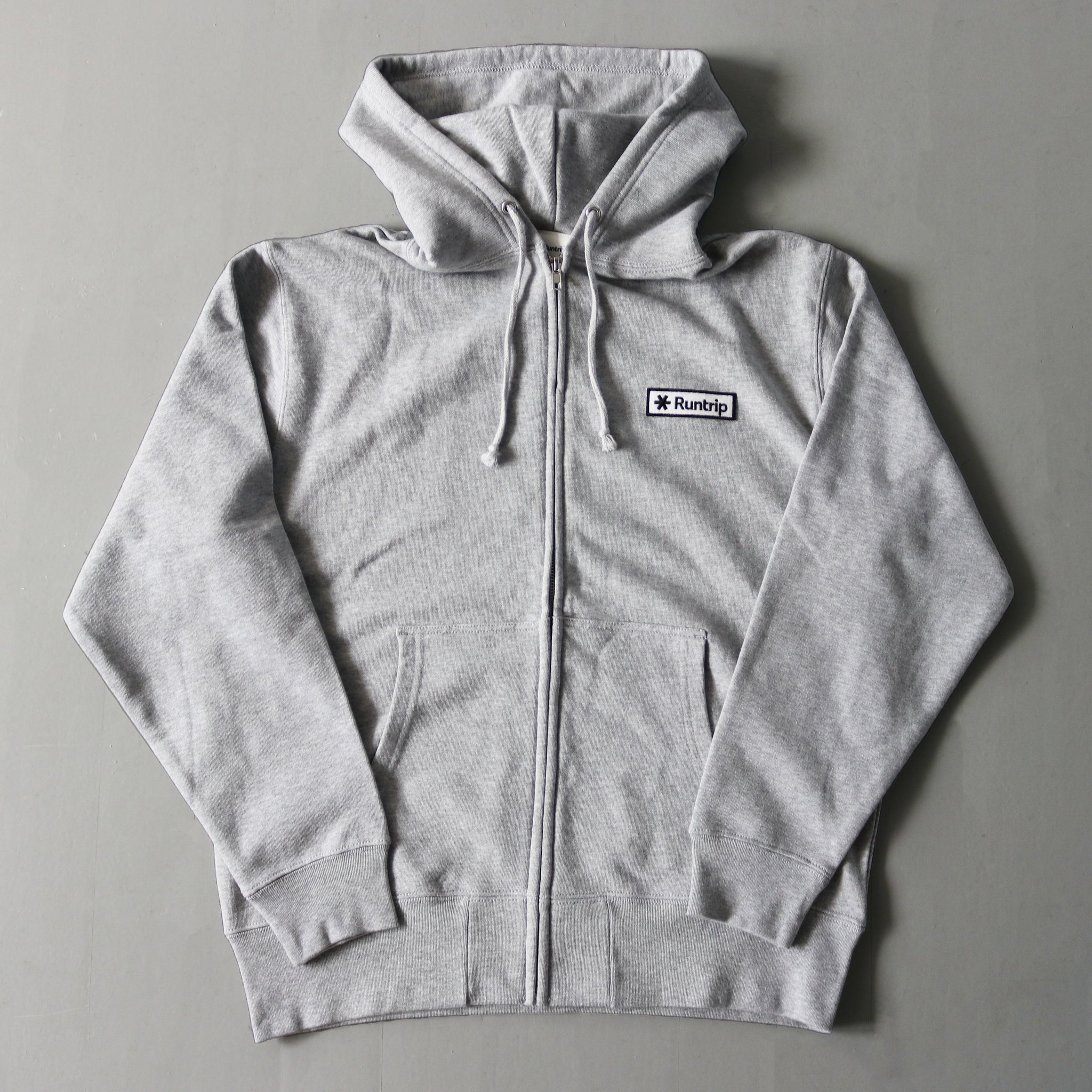Runtrip Logo Patch Full Zip Hoodie (Gray) 