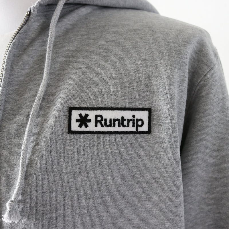 Runtrip Logo Patch Full Zip Hoodie (Gray)