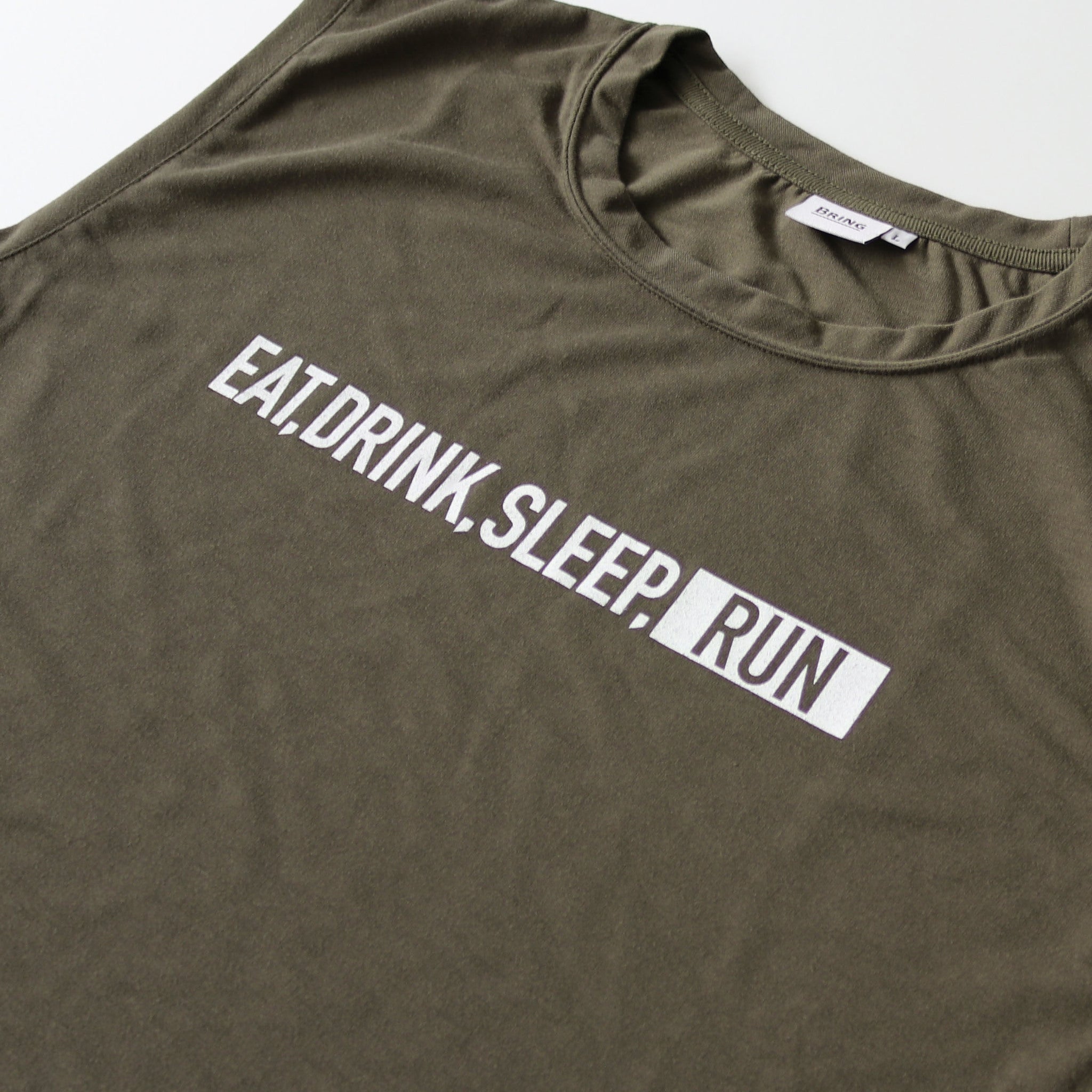 EAT DRINK SLEEP RUN / STREET Sleeve-less (Khaki)