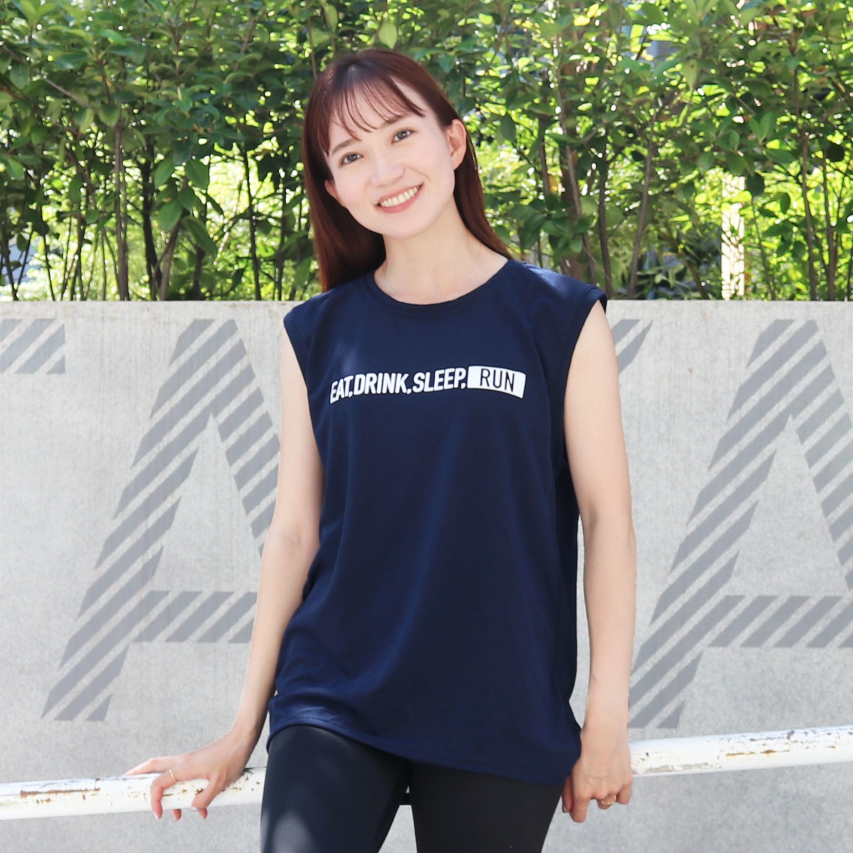 EAT DRINK SLEEP RUN / STREET Sleeve-less (Navy)