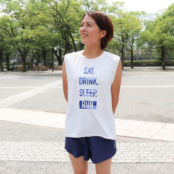 EAT DRINK SLEEP RUN / STREET Sleeve-less Tee 2023 Limited BLUE Camo (White)