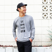 EAT DRINK SLEEP RUN / STREET Long-Sleeve Tee Vertical Mono (Gray)