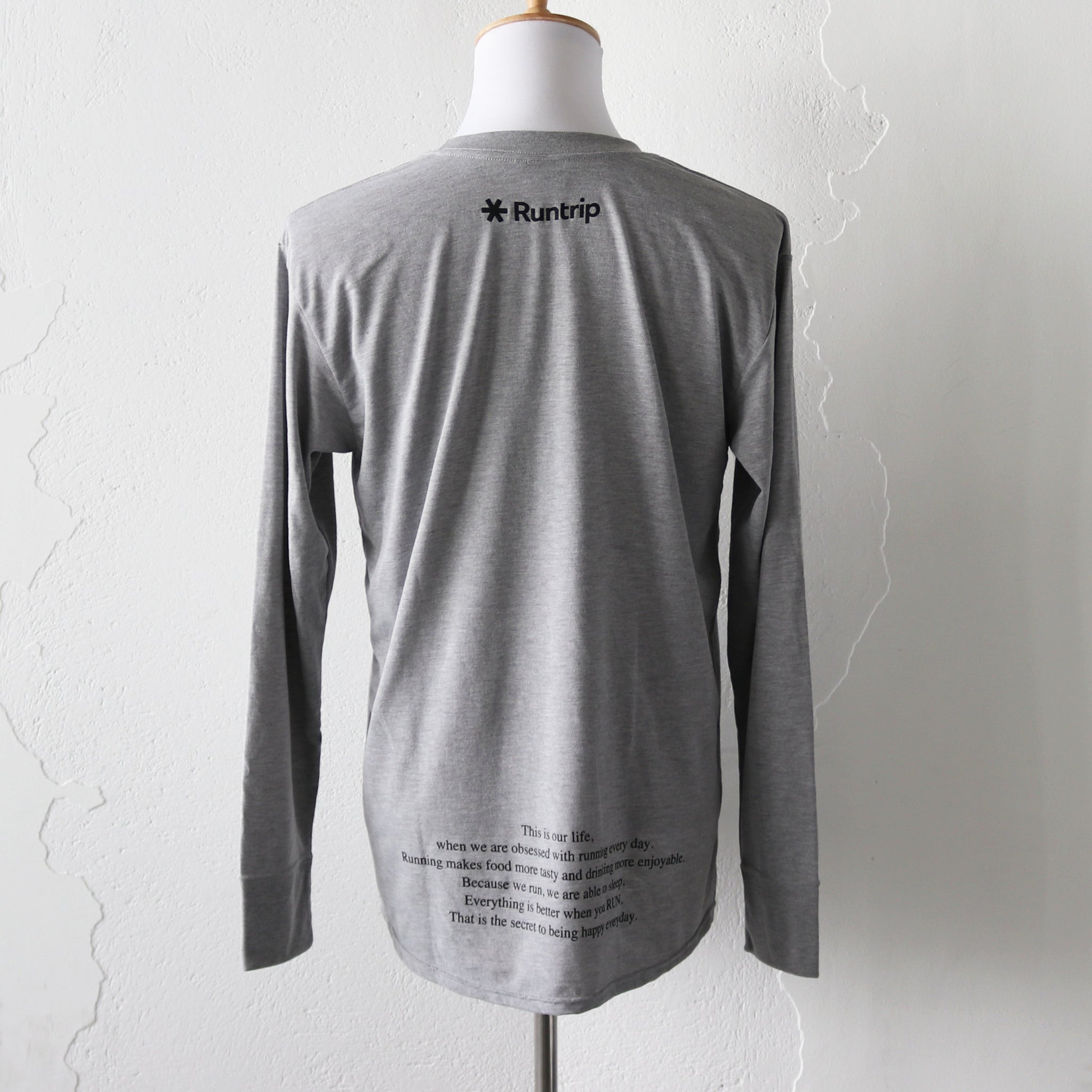 EAT DRINK SLEEP RUN / STREET Long-Sleeve Tee Vertical Mono (Gray)