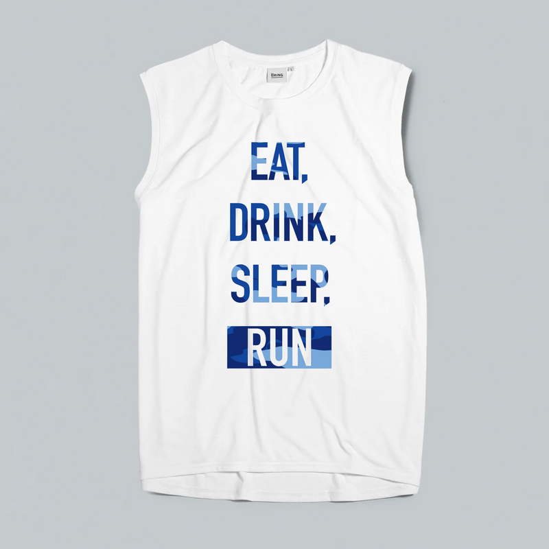 EAT DRINK SLEEP RUN / STREET Sleeve-less Tee 2023 Limited BLUE Camo (White)