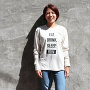 EAT DRINK SLEEP RUN / STREET Long-Sleeve Tee Vertical Mono (Beige)