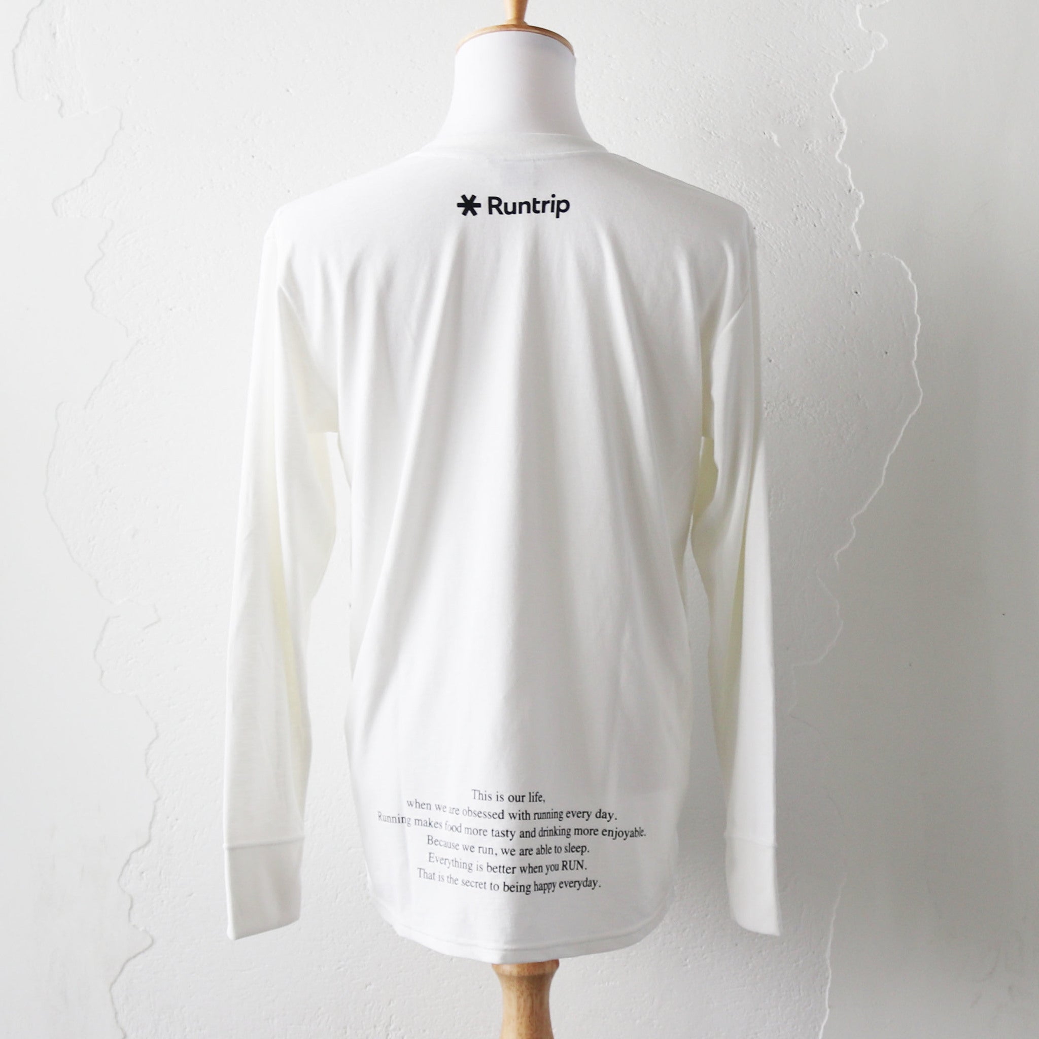 EAT DRINK SLEEP RUN / STREET Long-Sleeve Tee Vertical Mono (White)