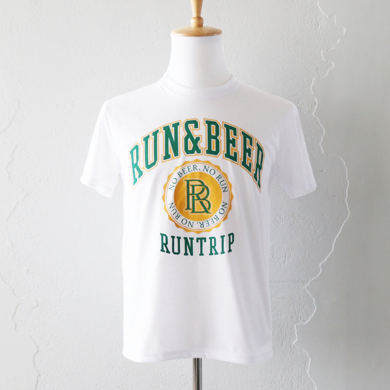 DRY VOLTEX | Run &amp; Beer Tee (White / Green &amp; Yellow)