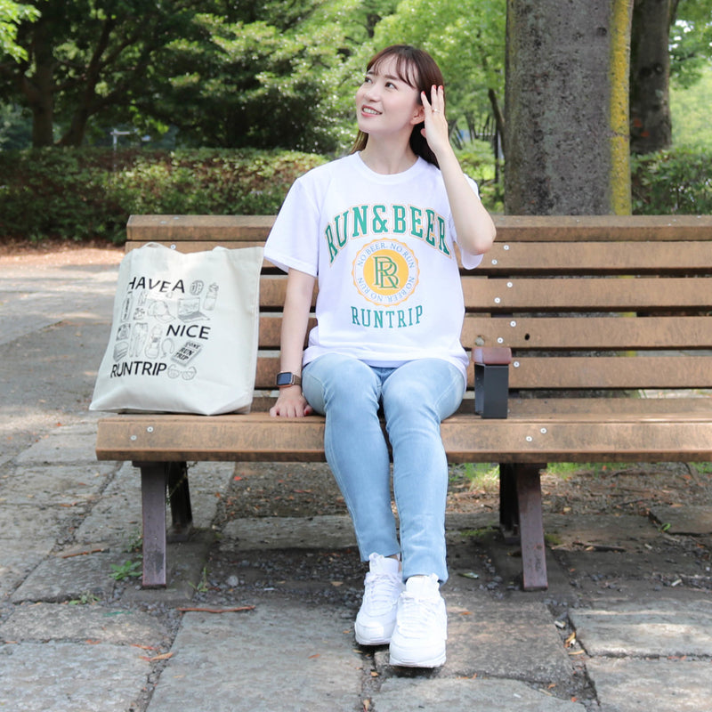 DRY VOLTEX | Run &amp; Beer Tee (White / Green &amp; Yellow)