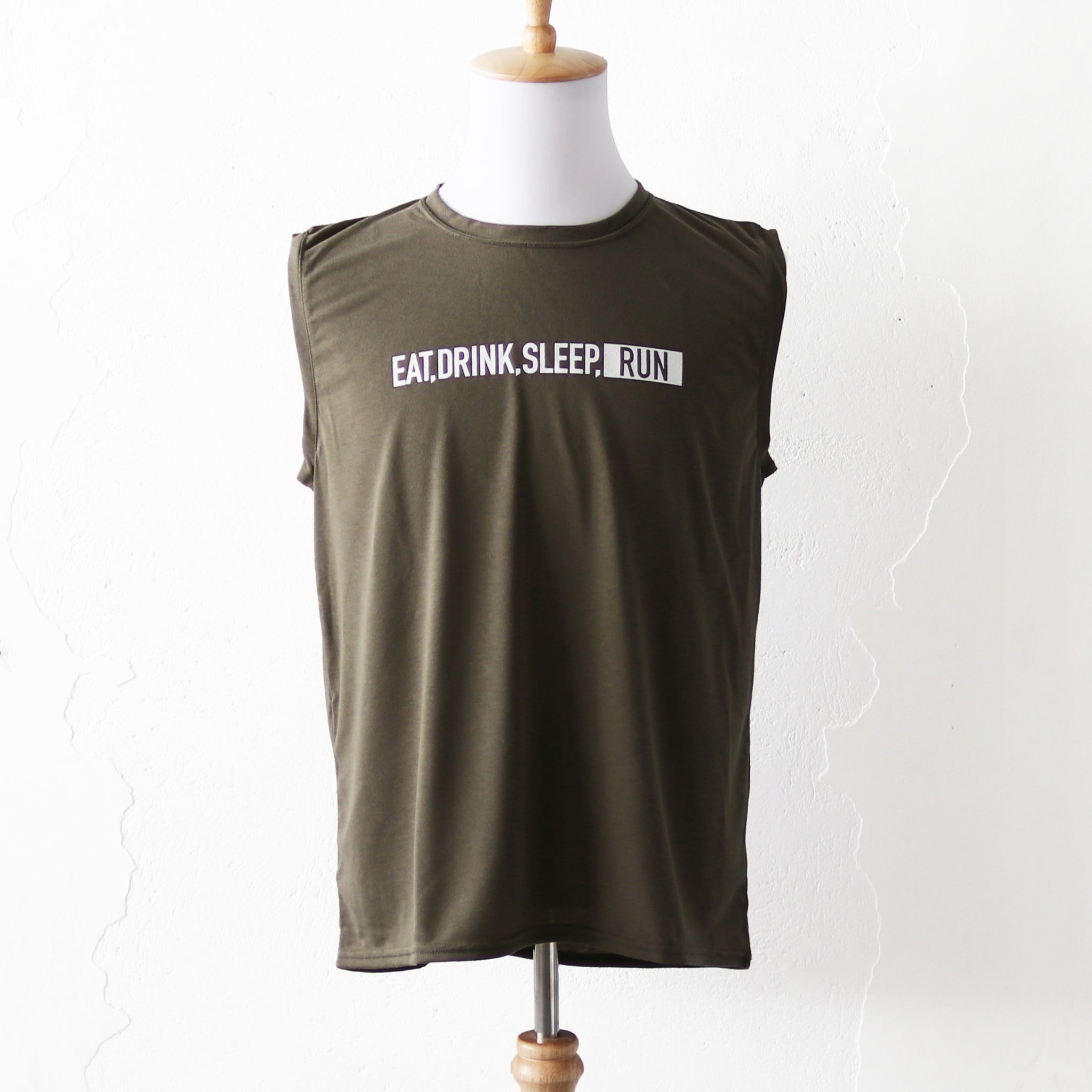 EAT DRINK SLEEP RUN / STREET Sleeve-less (Khaki)