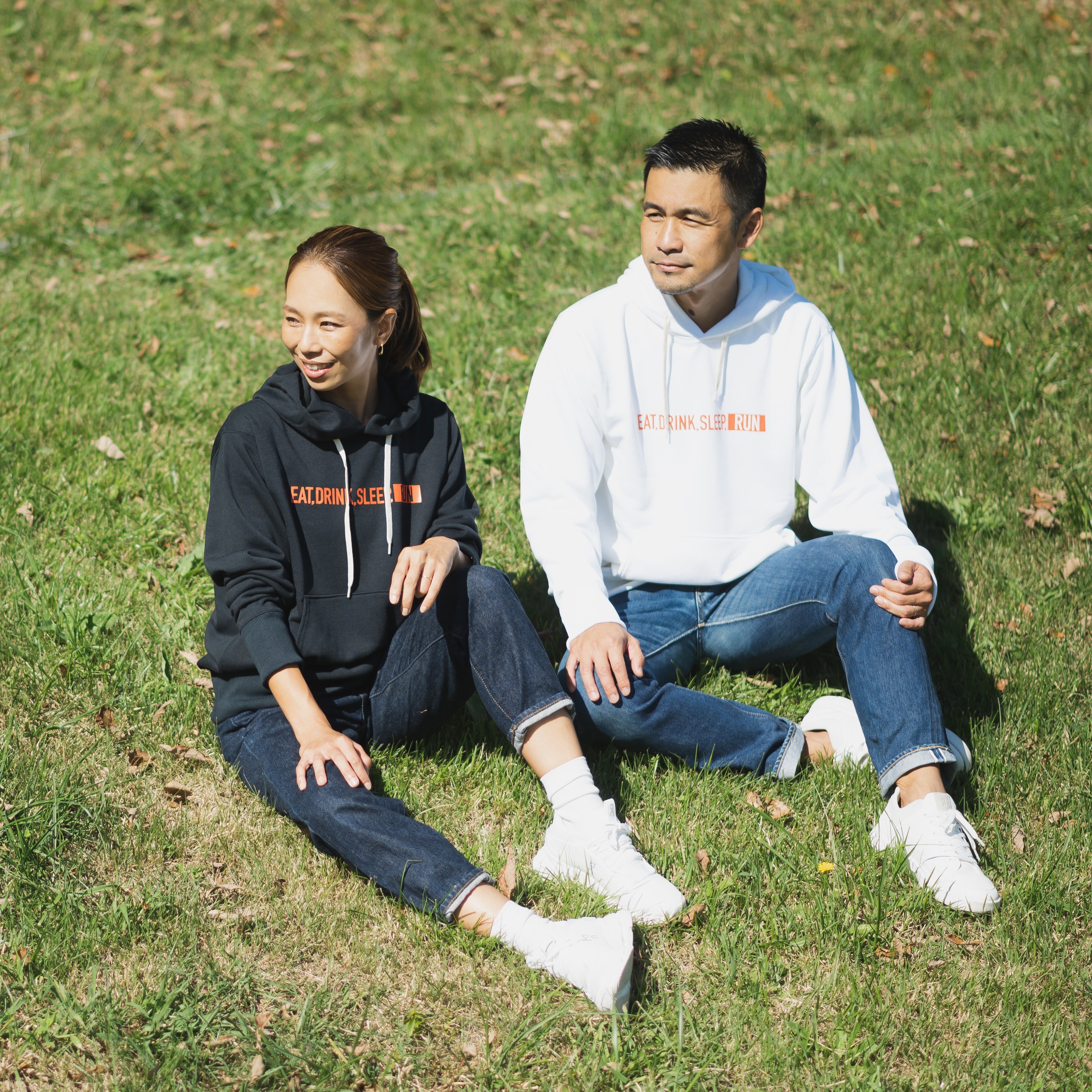 EAT DRINK SLEEP RUN / STREET Hoodie (White)