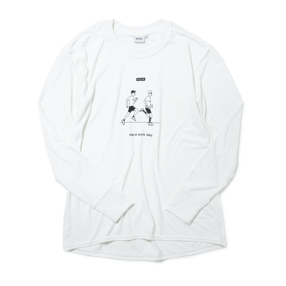 【HAGI×Runtrip】Style long-Sleeve Tee / Hard work (White)