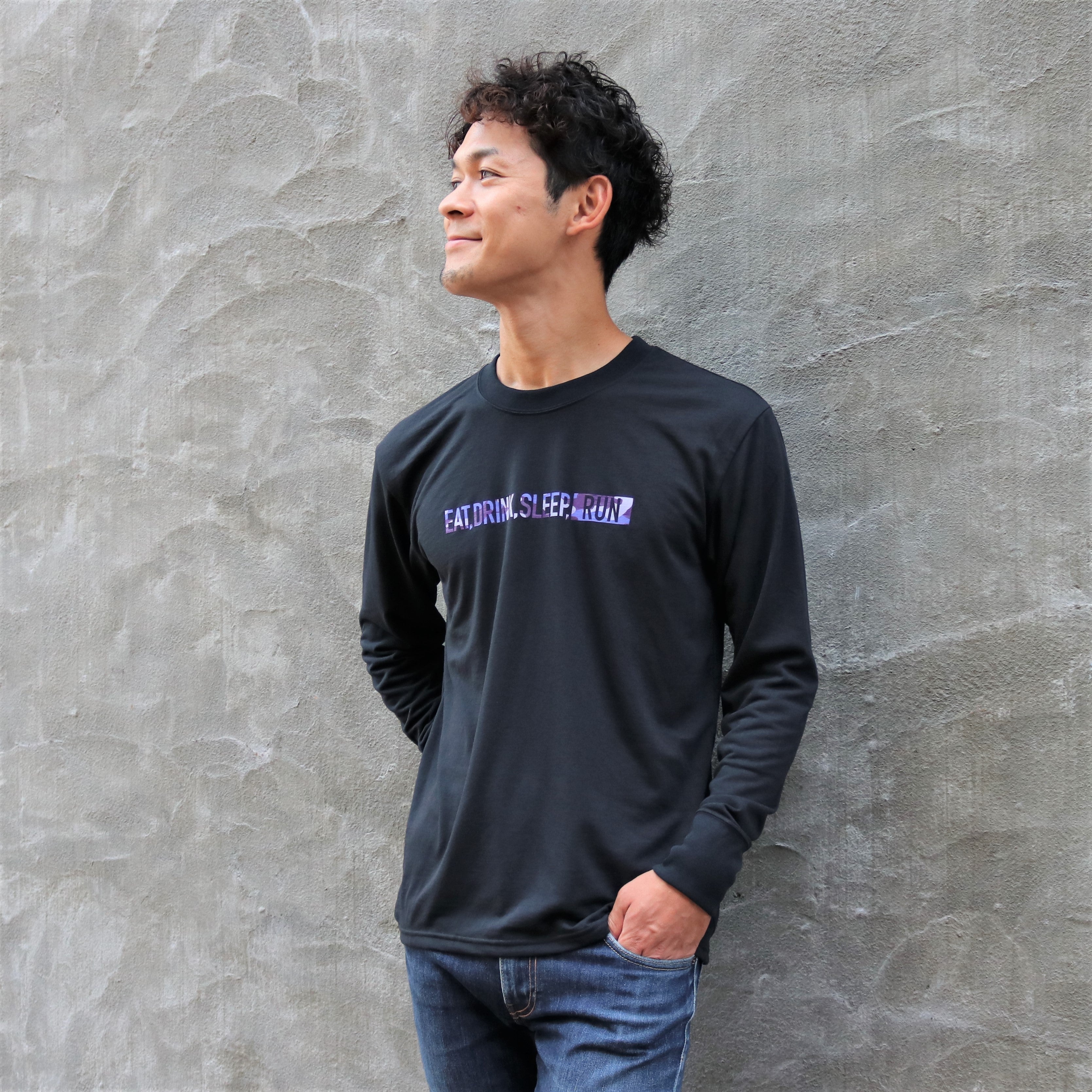 EAT DRINK SLEEP RUN / STREET Long-Sleeve Tee (PURPLE Camo/Black) 