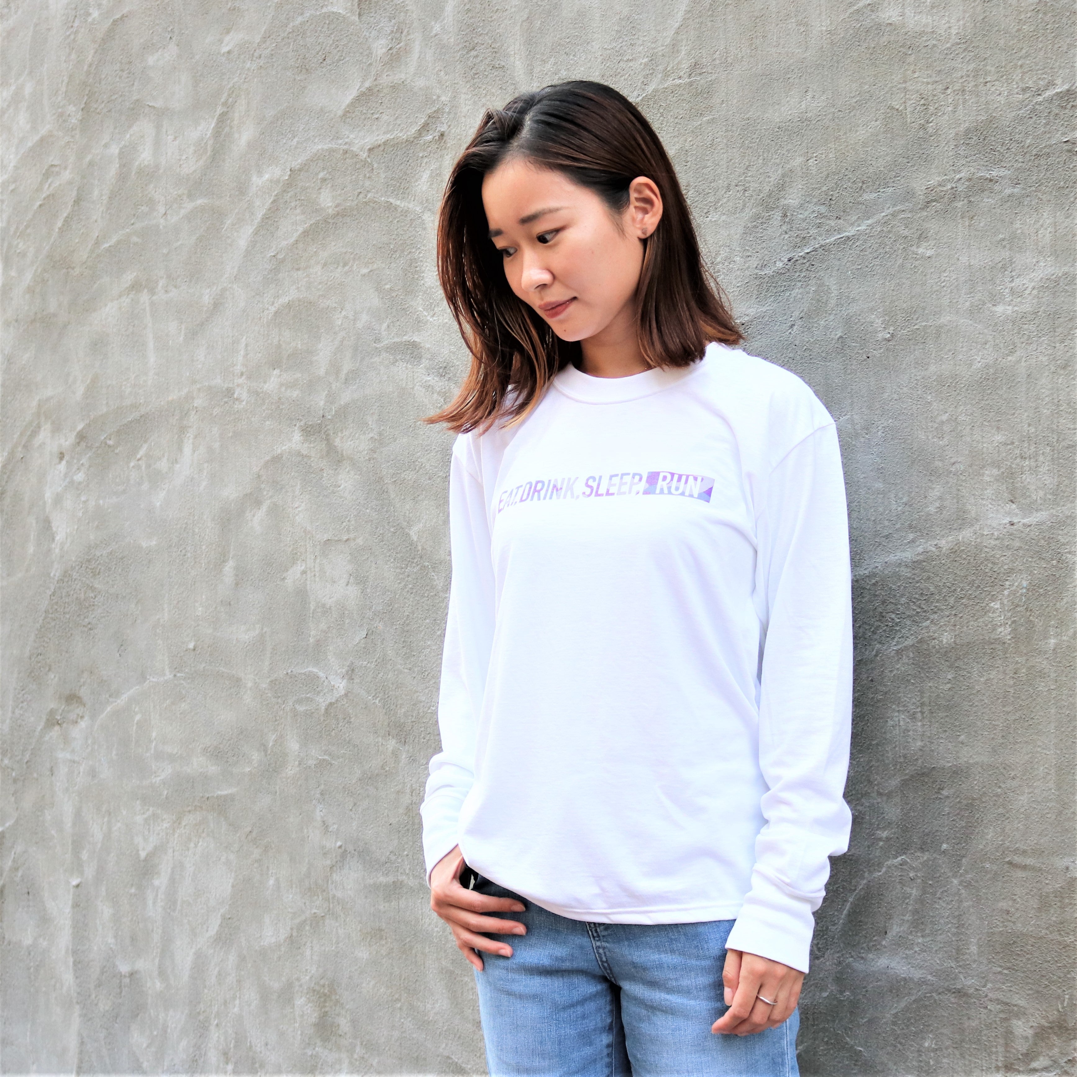 EAT DRINK SLEEP RUN / STREET Long-Sleeve Tee (PURPLE Camo/White)