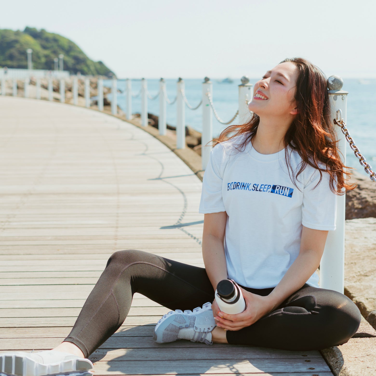 EAT DRINK SLEEP RUN / STREET Tee (BLUE Camo/White）