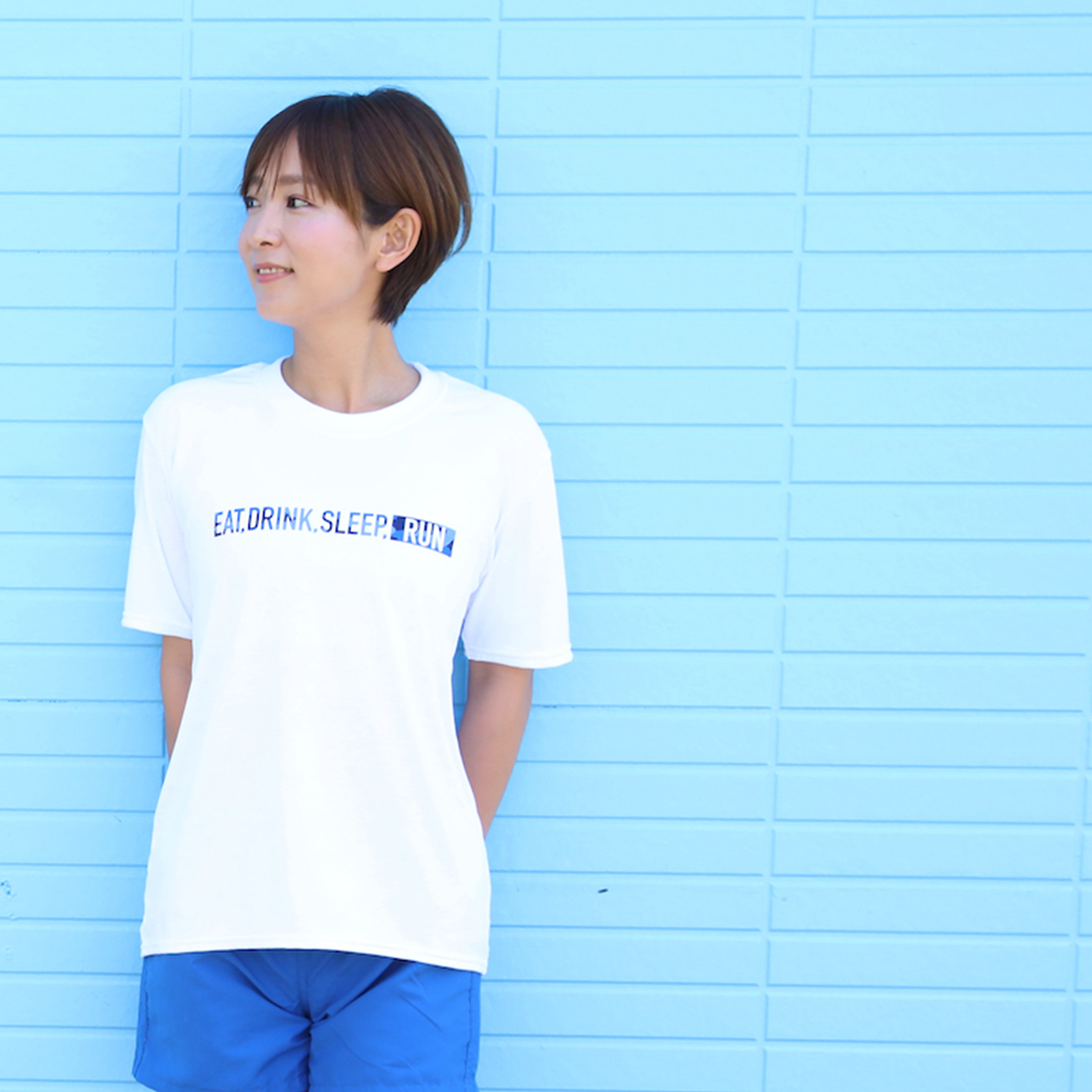 EAT DRINK SLEEP RUN / STREET Tee (BLUE Camo/White）