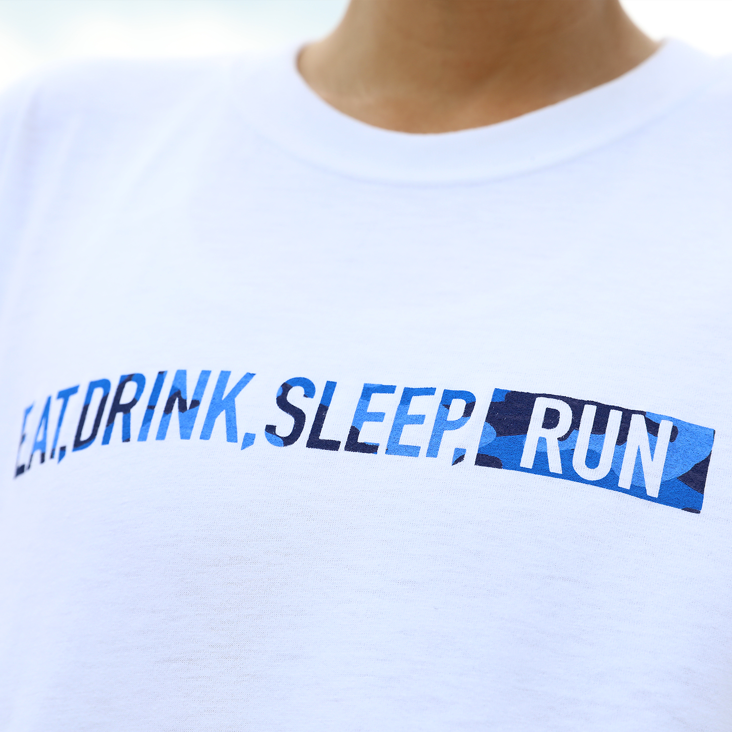 EAT DRINK SLEEP RUN / STREET Tee (BLUE Camo/White）