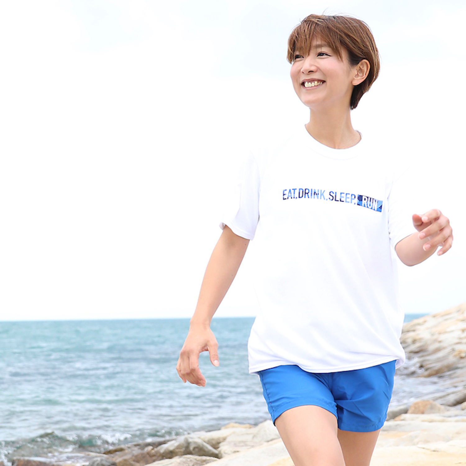 EAT DRINK SLEEP RUN / STREET Tee (BLUE Camo/White）