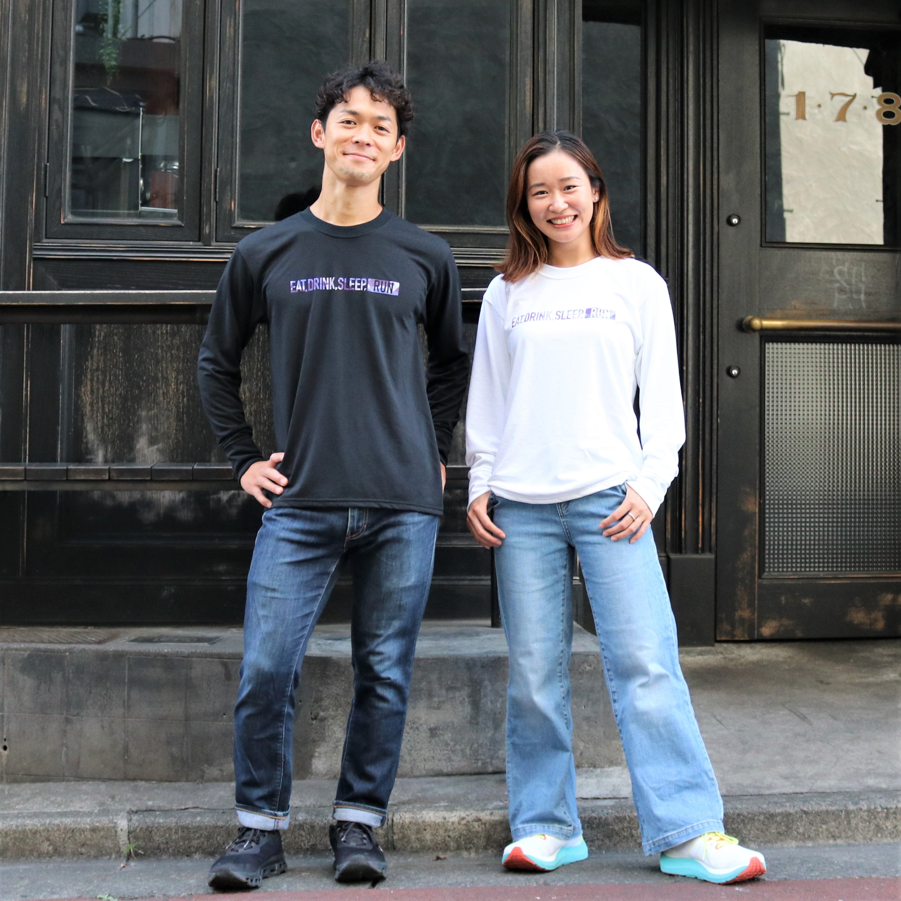 EAT DRINK SLEEP RUN / STREET Long-Sleeve Tee (PURPLE Camo/White)