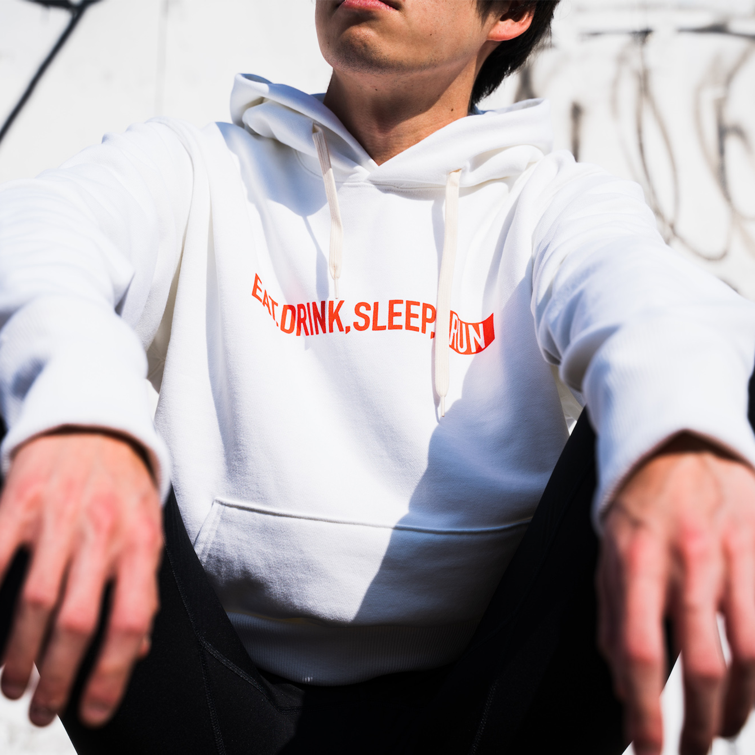 EAT DRINK SLEEP RUN / STREET Hoodie (White)