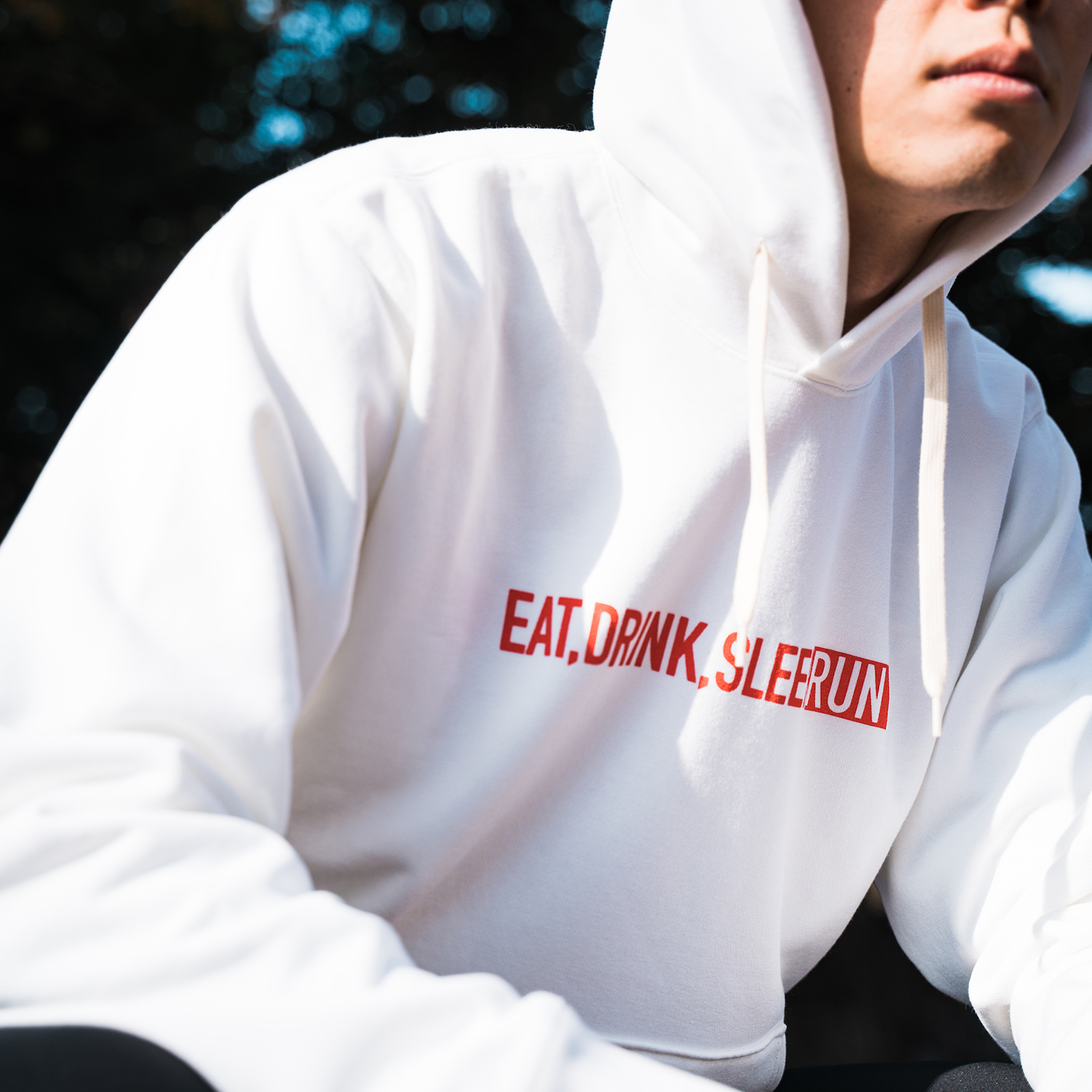 EAT DRINK SLEEP RUN / STREET Hoodie (White)