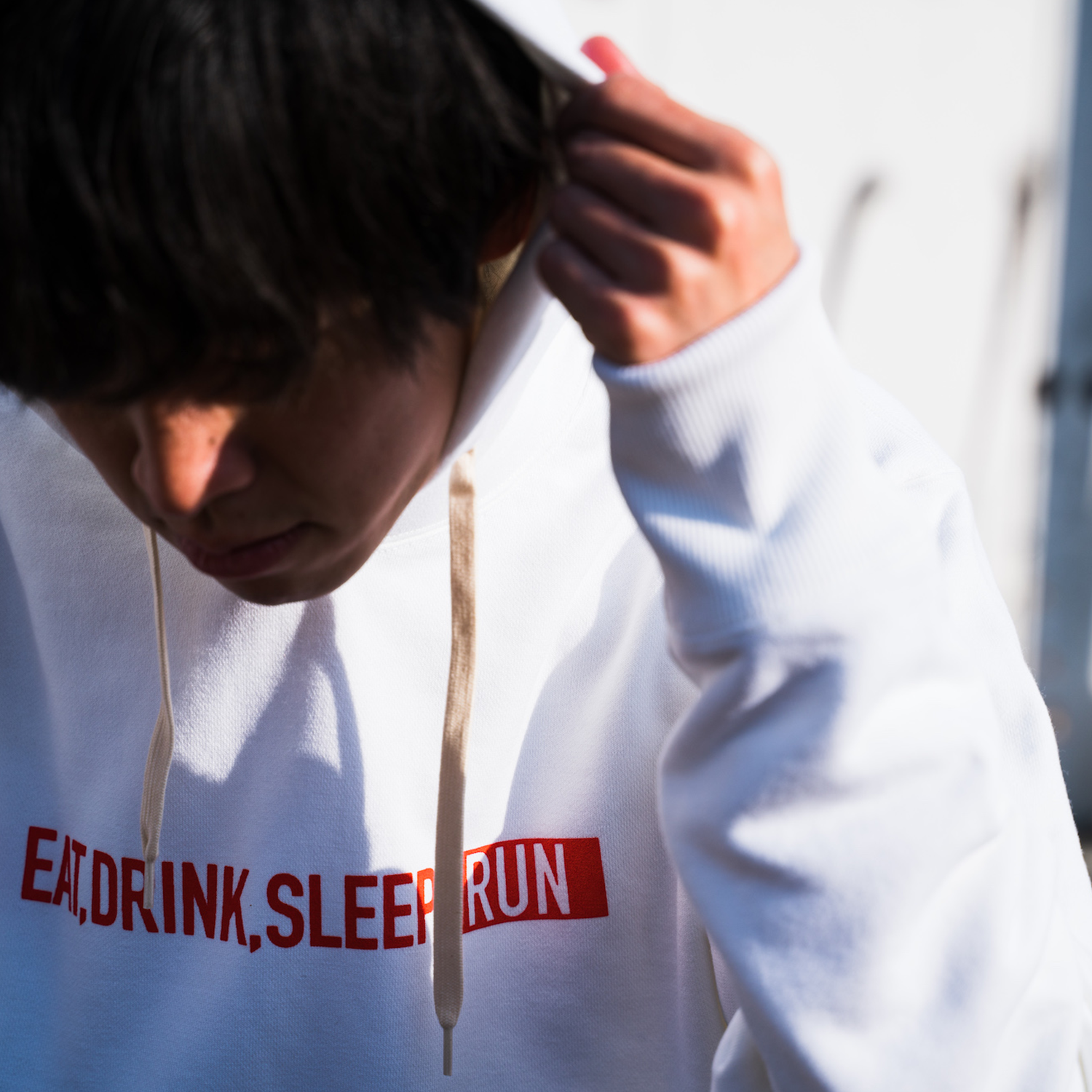 EAT DRINK SLEEP RUN / STREET Hoodie (White)