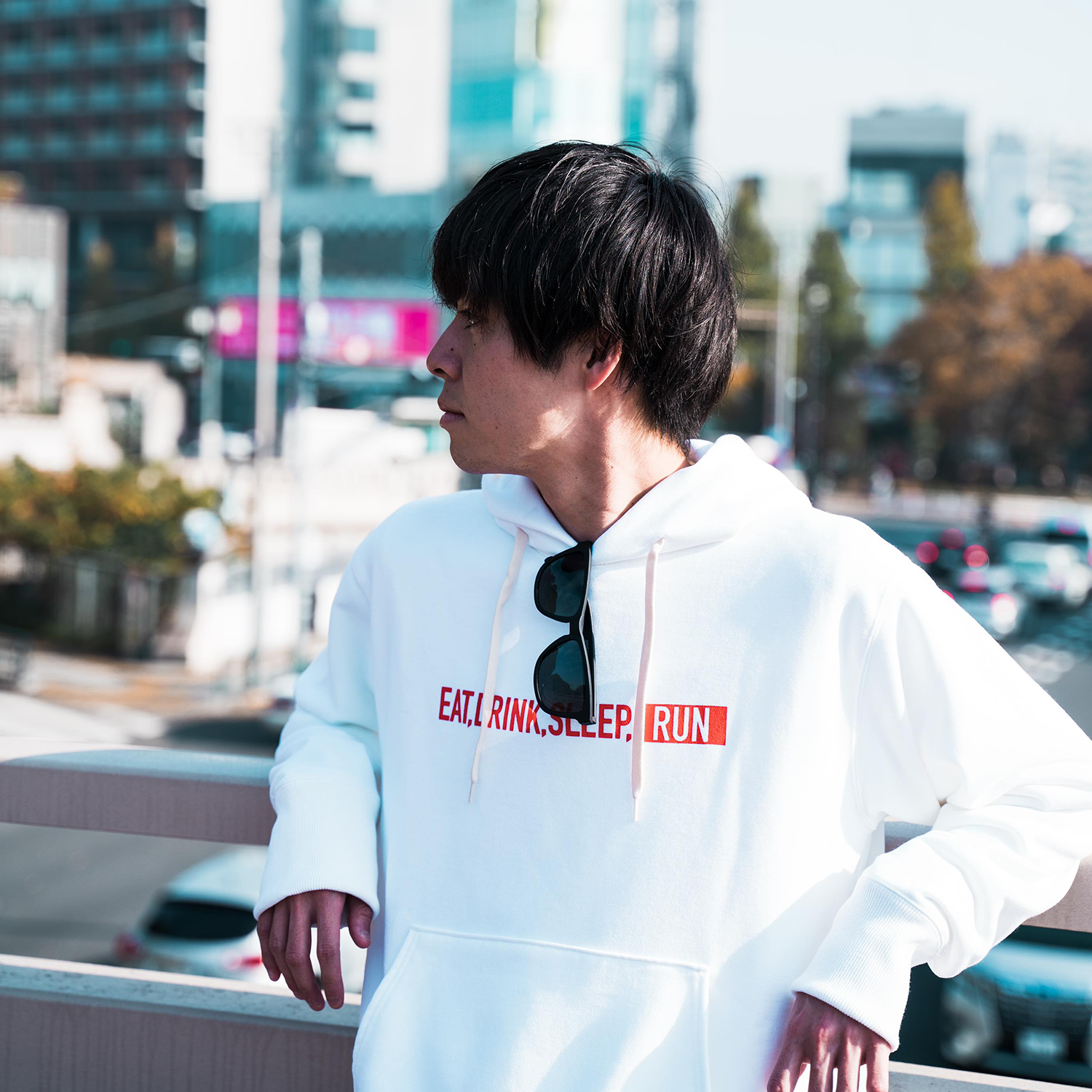 EAT DRINK SLEEP RUN / STREET Hoodie (White)