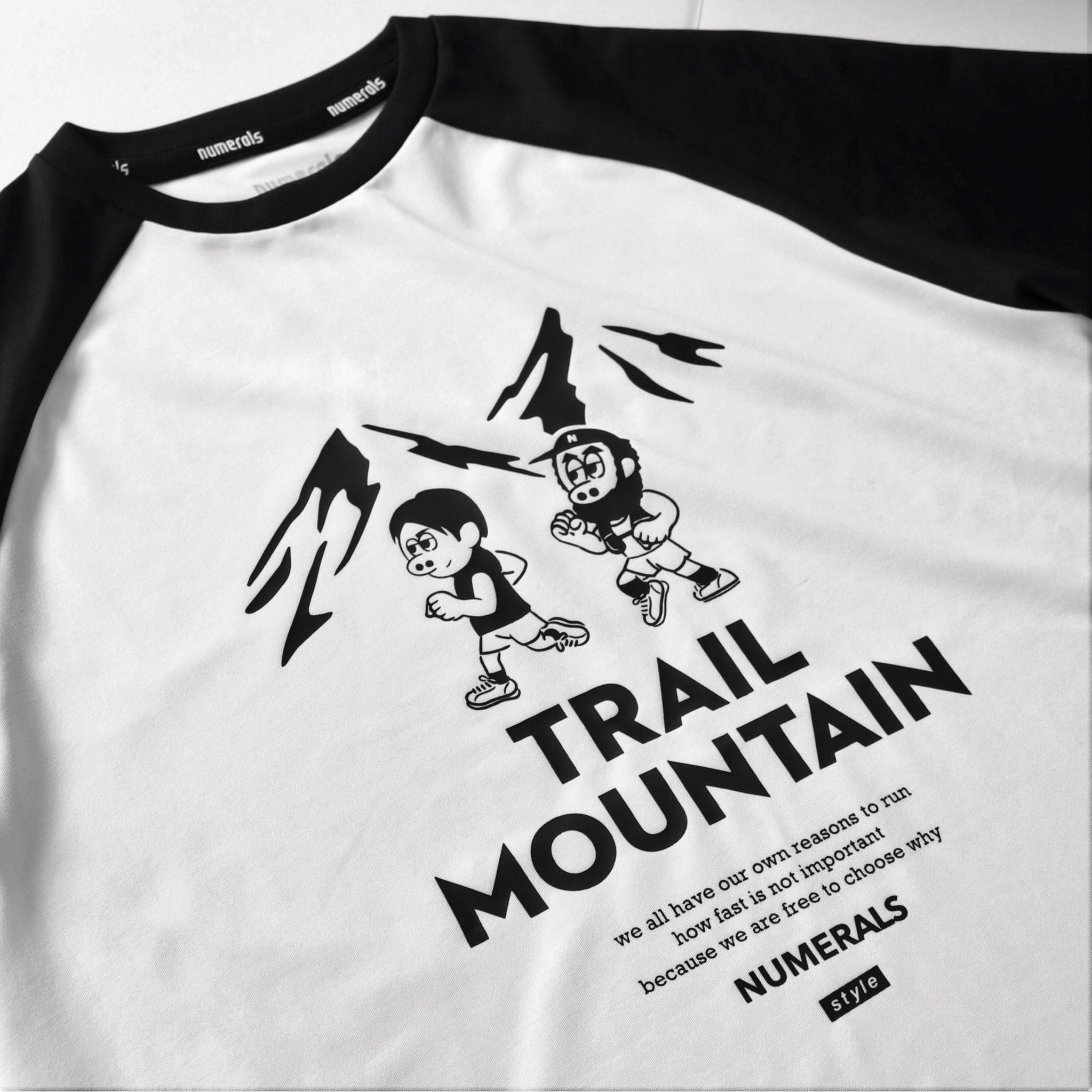 Style | Raglan sleeve TRAIL MOUNTAIN Tee  (White/Black)