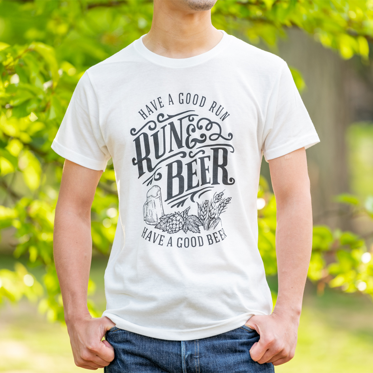 Run & Beer Tee（White）